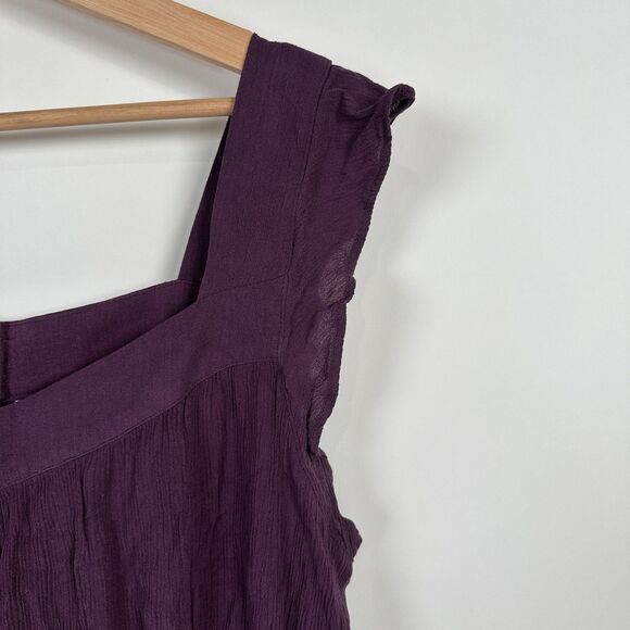 MARKET & SPRUCE Sleeveless Smocked Top XXL Burgundy Purple Boho Flutter Sleeve - Picture 5 of 10